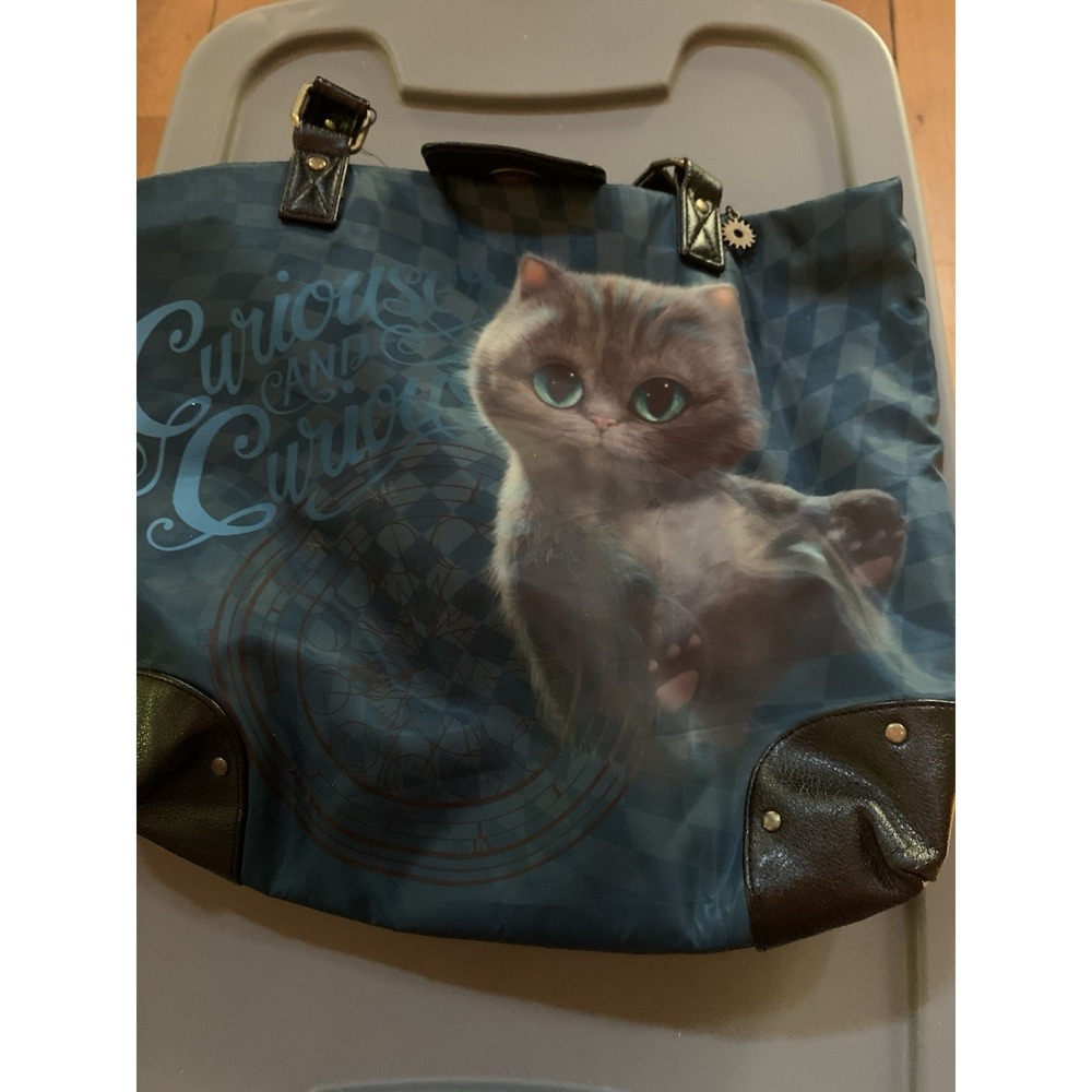 Disney Store Faux Leather Blue Curious‎ Cat Handbag